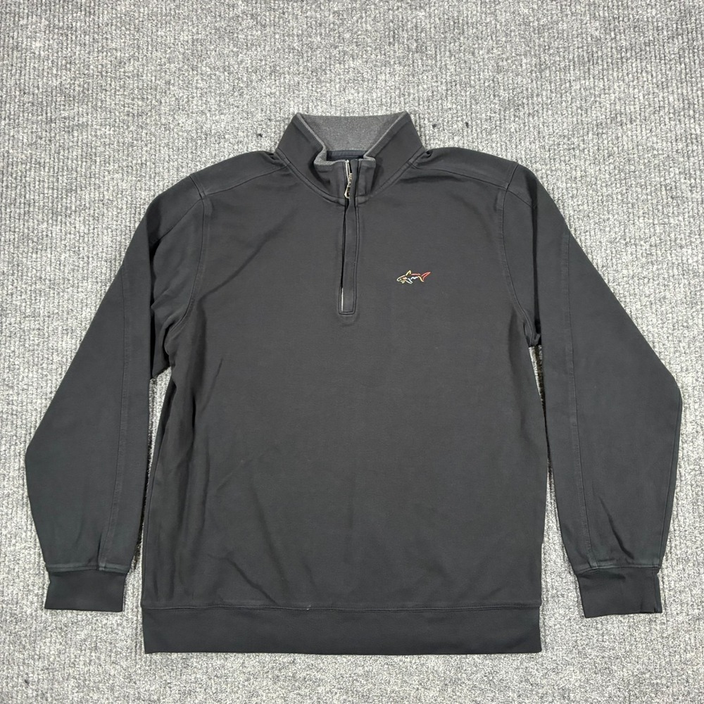 Greg Norman Mens Quarter Zip Pullover Large Black Golf Performance Sweatshirt
